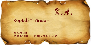 Kopkó Andor névjegykártya